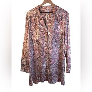 Chico’s Paisley Long Sleeve Blouse Tunic Length Size 4 (20/22)